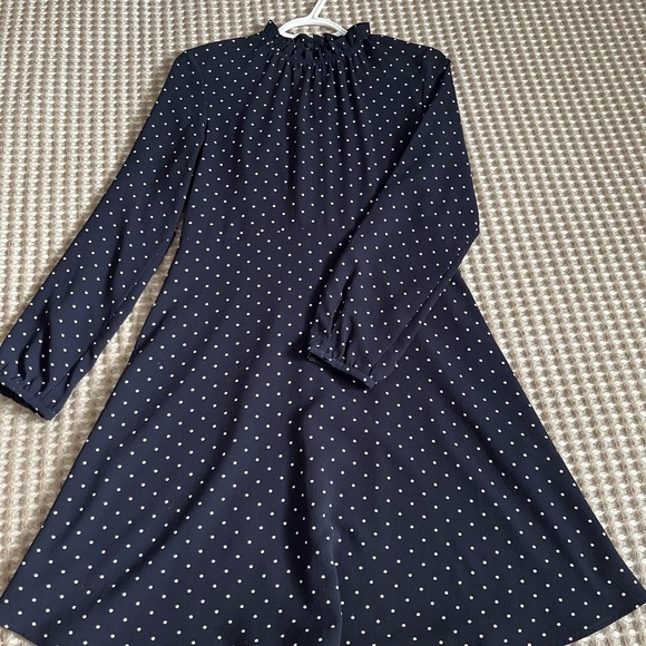 H&M polka dot navy dress. Perfect condition. Knee length if you are 5’3! :) - Picture 5 of 5